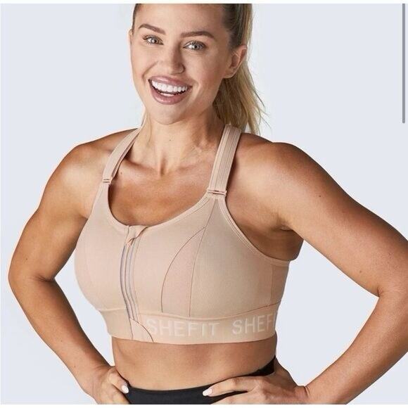 Shefit 4Luxe Flex Sports Bra Medium Impact Black Zip Wireless Lift Front Close - Picture 1 of 16